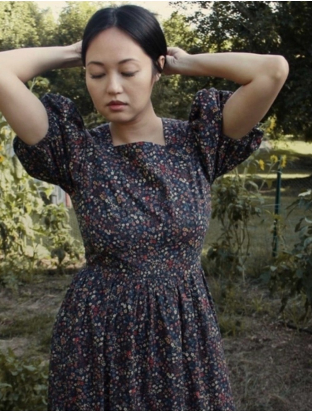 DÔEN Nymphea Blue Liberty Floral Button Back Midi Dress S - Picture 9 of 10